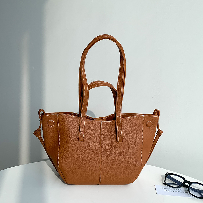 Fashion Brown Pu Leather Large Capacity Shoulder Bag