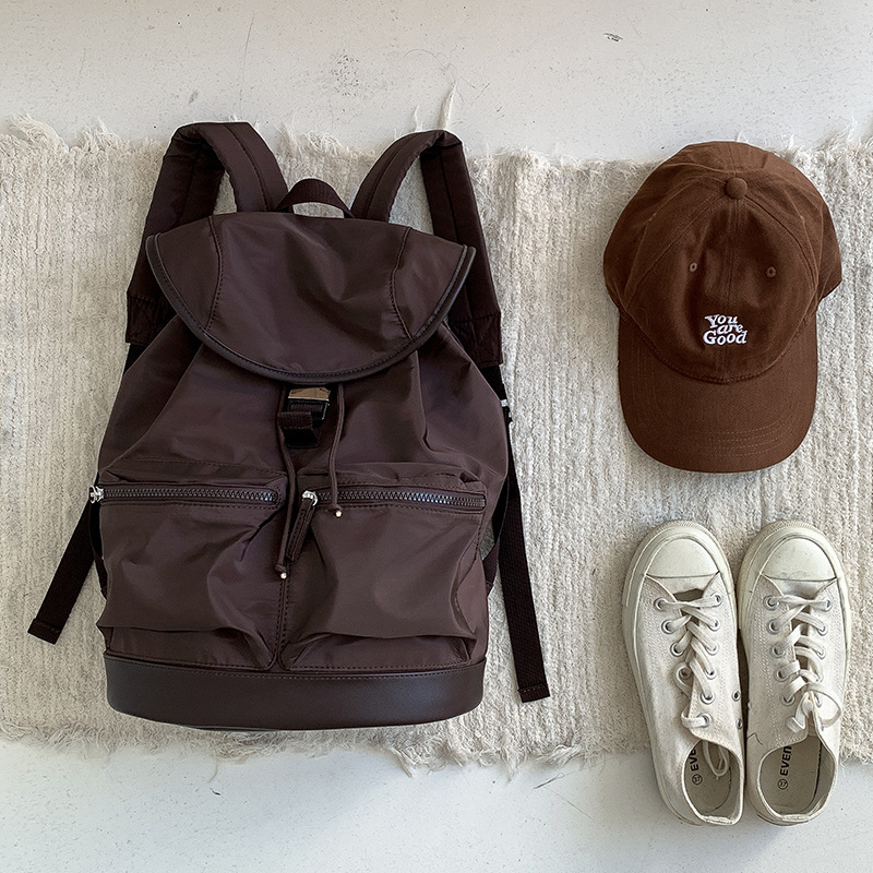 Fashion Brown Nylon Large Capacity Backpack