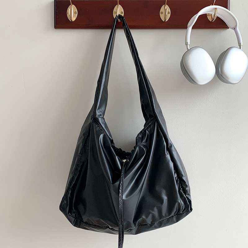 Fashion Black Drawstring Large Capacity Shoulder Bag