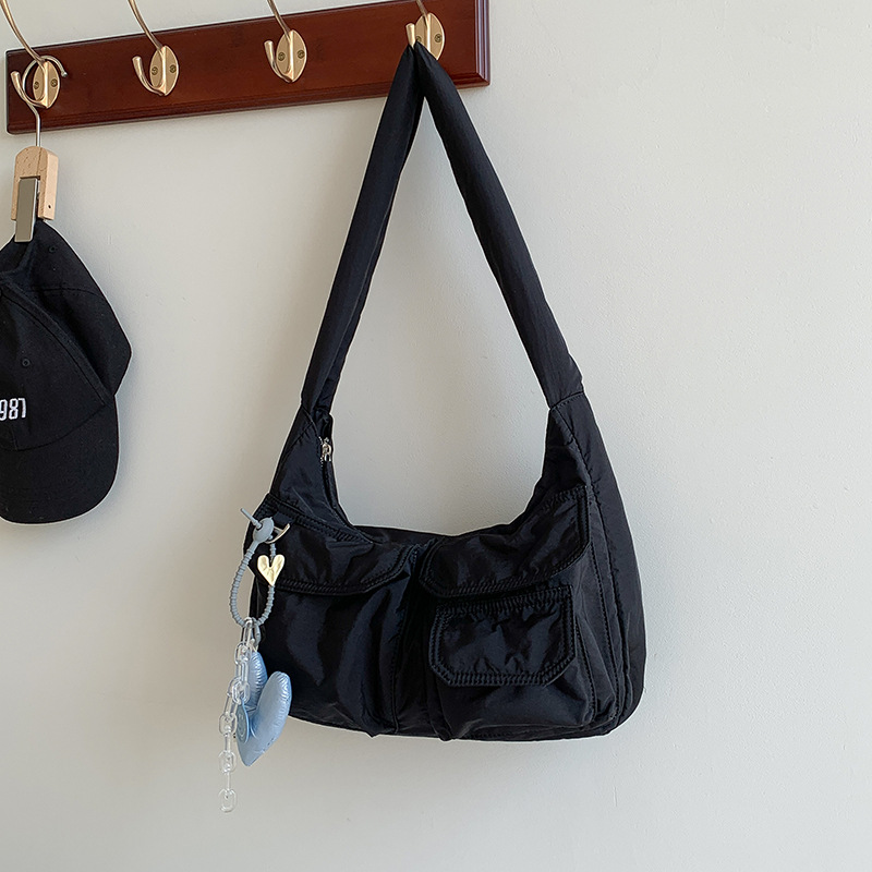 Fashion Black Nylon Multi-pocket Large Capacity Shoulder Bag