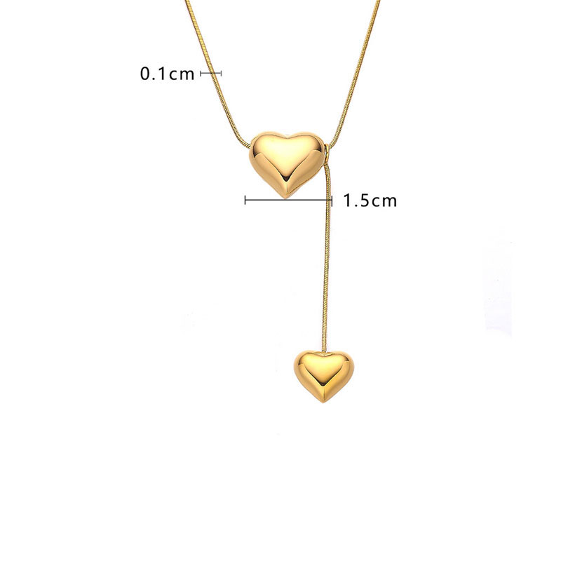 Fashion Gold Stainless Steel Heart Necklace