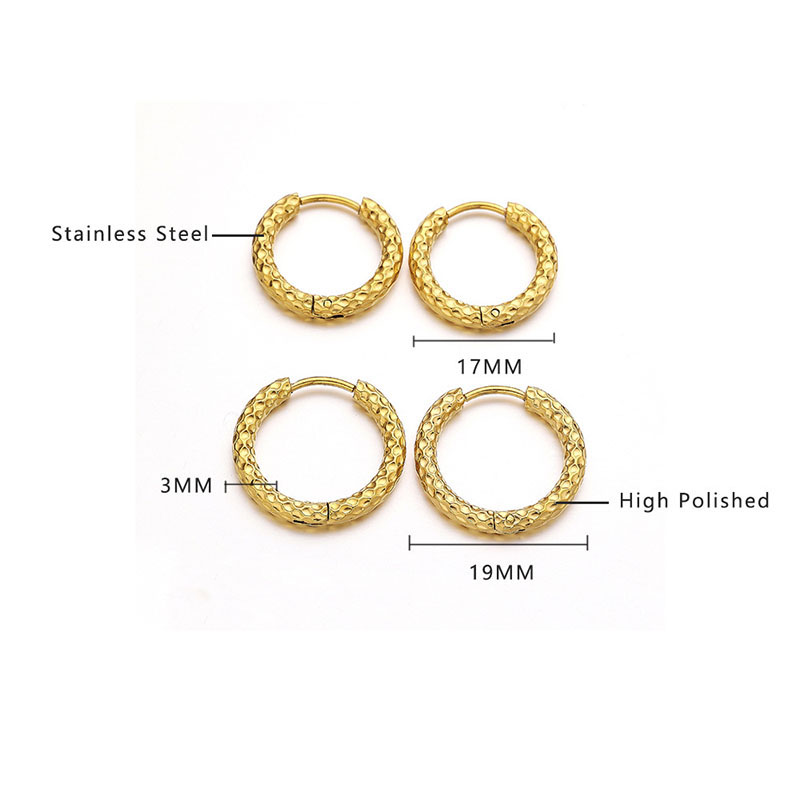 Fashion Gold 17mm Titanium Steel Round Earrings