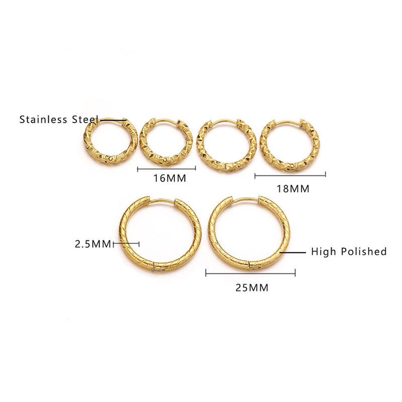 Fashion Gold 21mm Titanium Steel Round Earrings