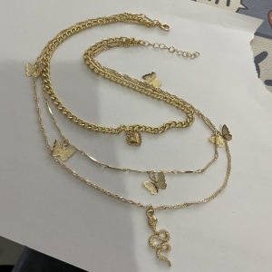 Fashion 3# Alloy Butterfly Snake Multi-layer Necklace