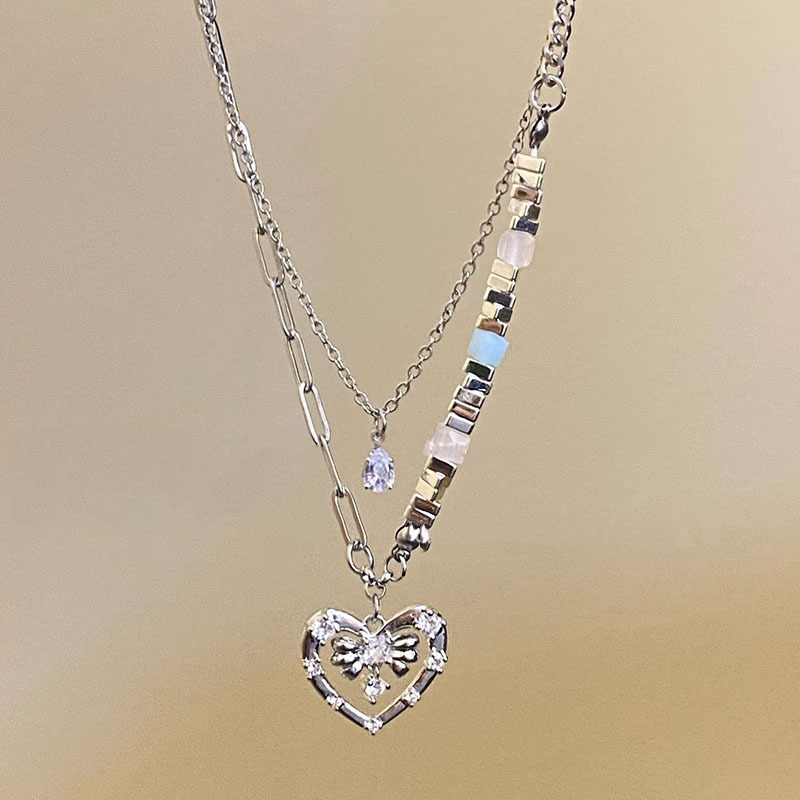 Fashion 1# Alloy Diamond Love Necklace