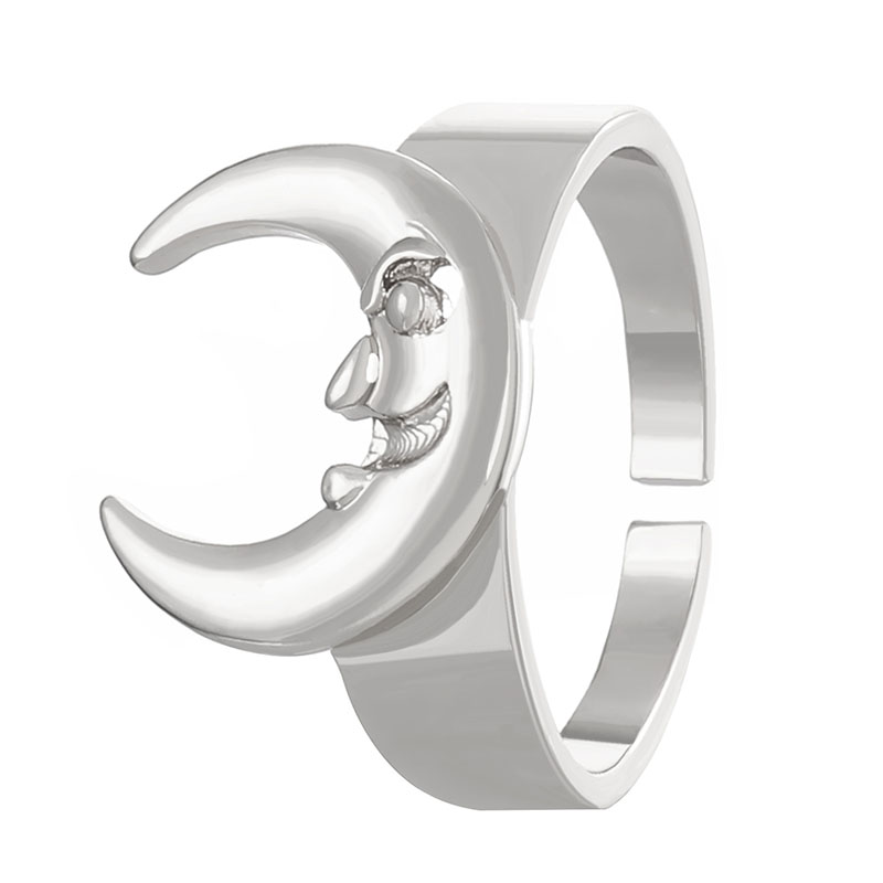 Fashion Silver Alloy Moon Ring