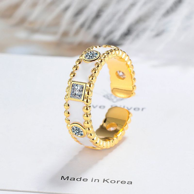 Fashion Gold Color Copper Diamond-encrusted Rubber Open Bracelet