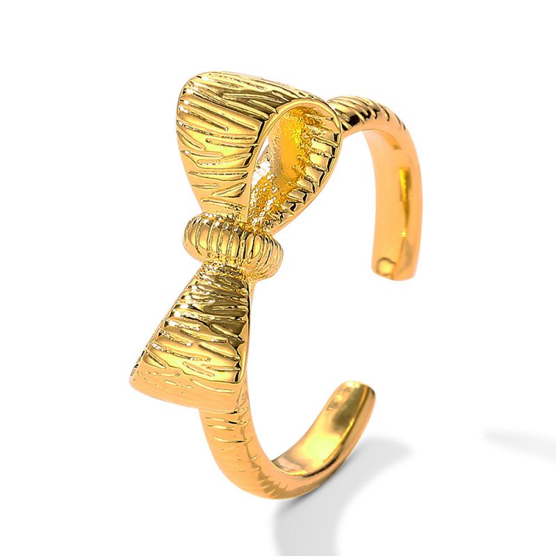 Fashion Gold Color Gold Plated Copper Bow Ring