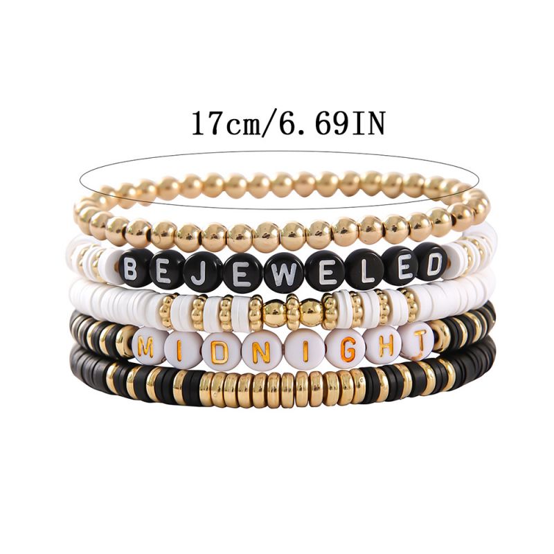 Fashion Gold Polymer Clay Gold Beads Bead Bracelet Set