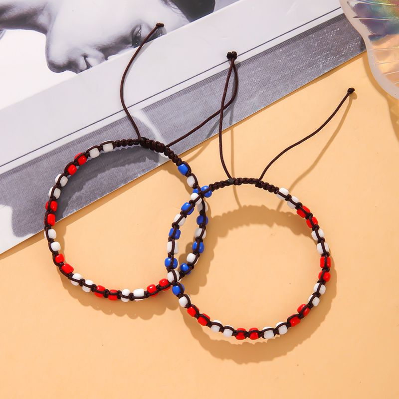 Fashion Color Rice Beads Cord Bracelet Set