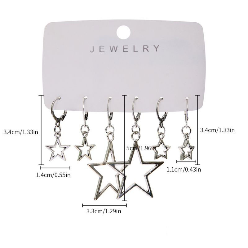 Fashion 1# Alloy Hollow Five-pointed Star Earring Set