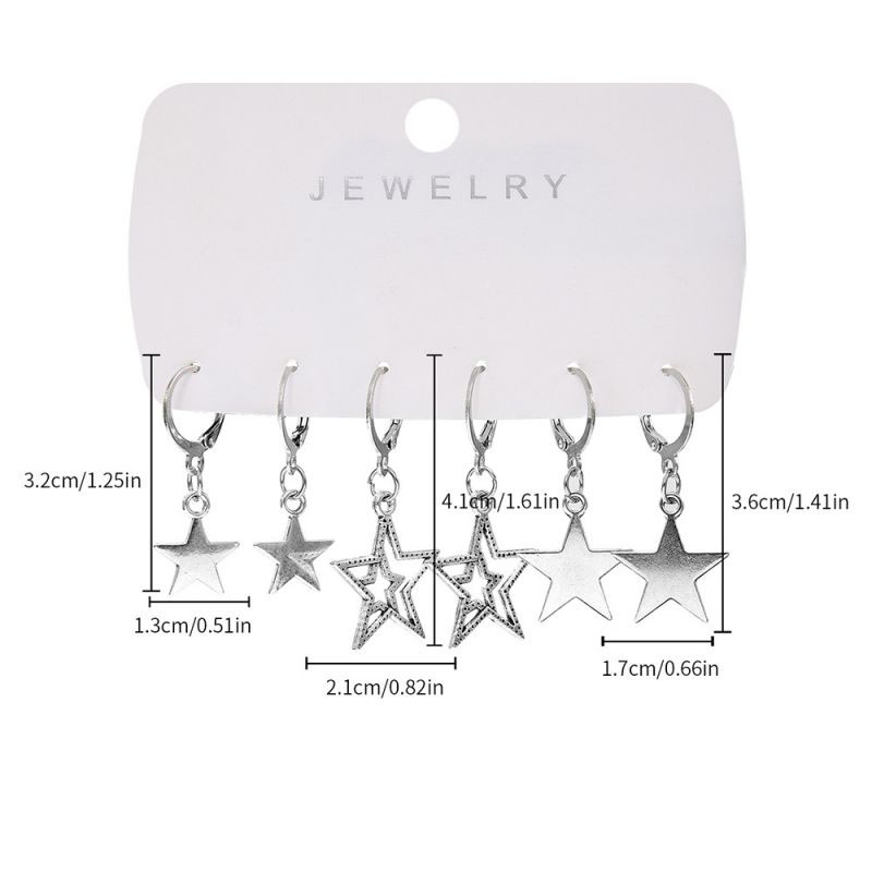 Fashion 2# Alloy Hollow Five-pointed Star Earring Set