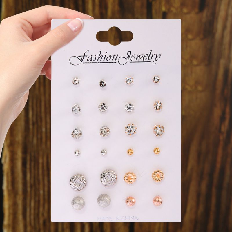 Fashion Color Metal Geometric Round Earrings Set