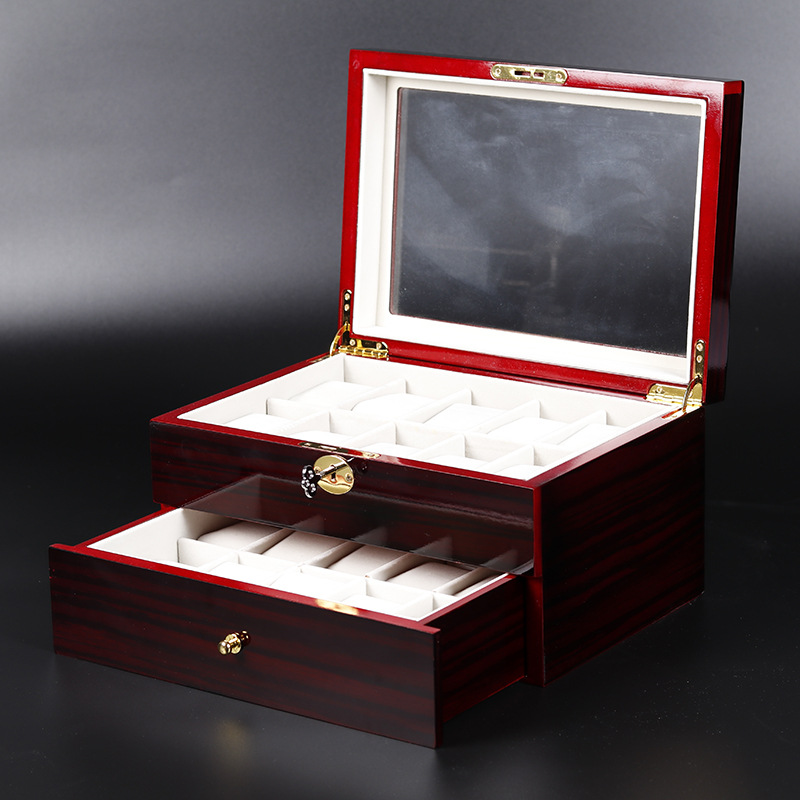 Fashion Ebony High-end Red 20-bit Painted Wood Grain Watch Storage Box