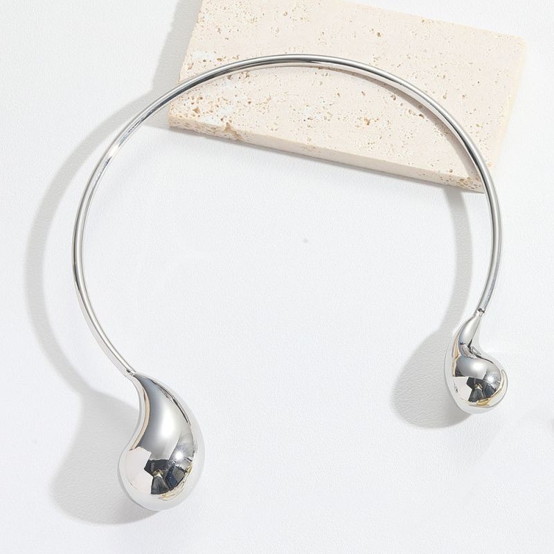 Fashion Water Drop Collar (silver) Copper Drop Collar
