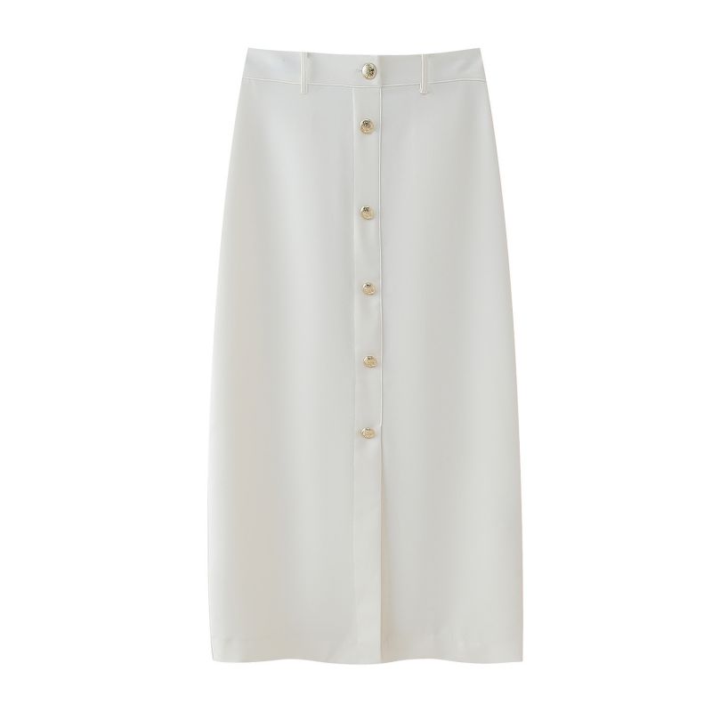 Fashion White Buttoned Shift Skirt