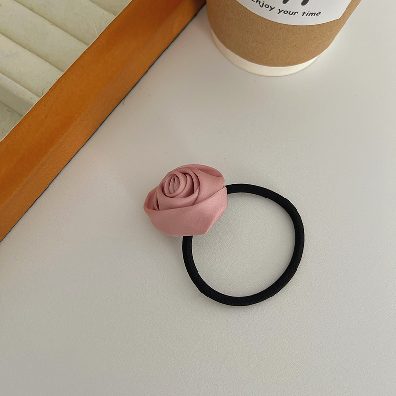 Fashion Three-dimensional Flower Hair Tie Fabric Rose Hair Rope