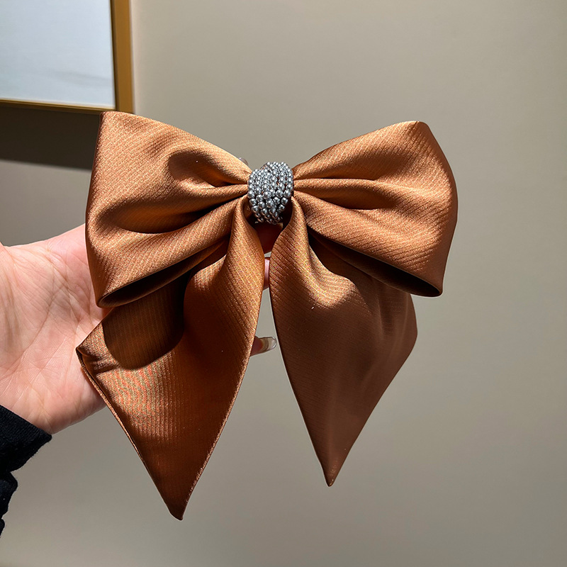 Fashion Orange Bow Bead Hairpin Fabric Bow Bead Hairpin