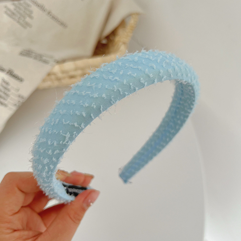 Fashion Blue Sponge Headband Fabric Textured Wide-brimmed Headband