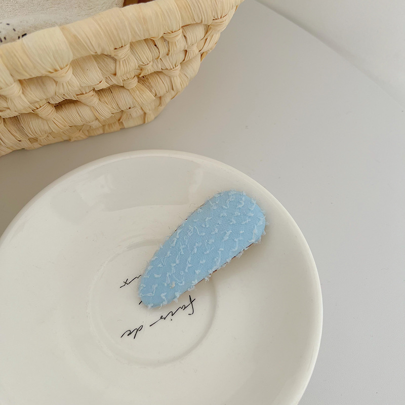 Fashion Blue Sponge Side Clip Fabric Textured Drop-shaped Hair Clip
