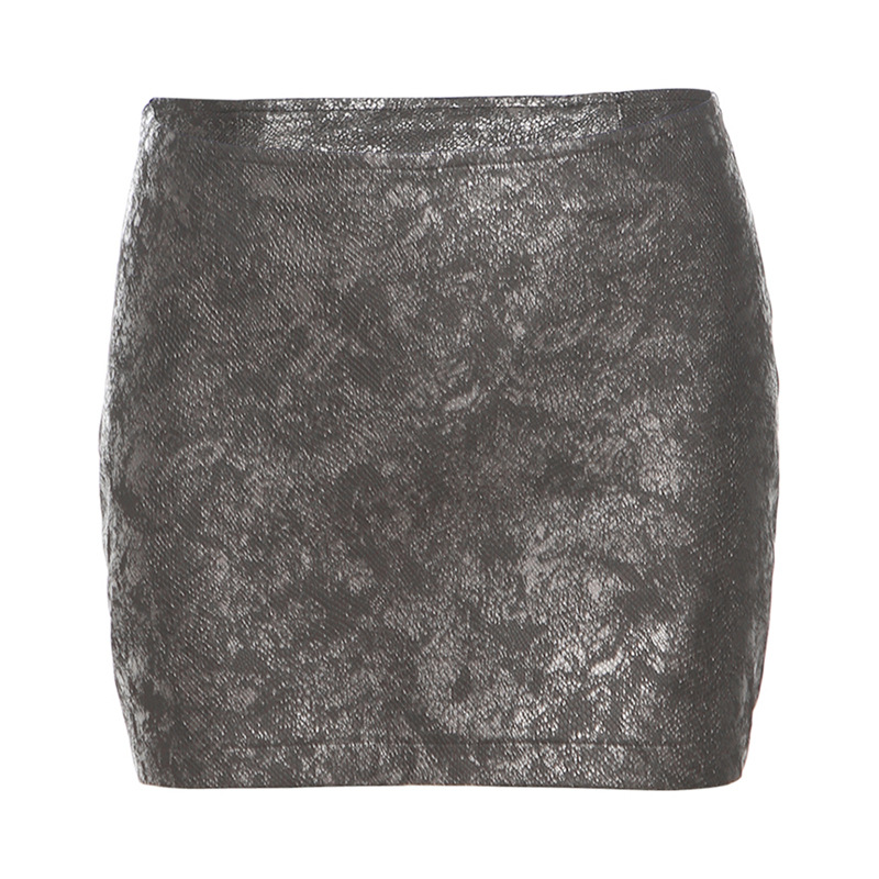 Fashion Grey Polyester High Waist Skirt