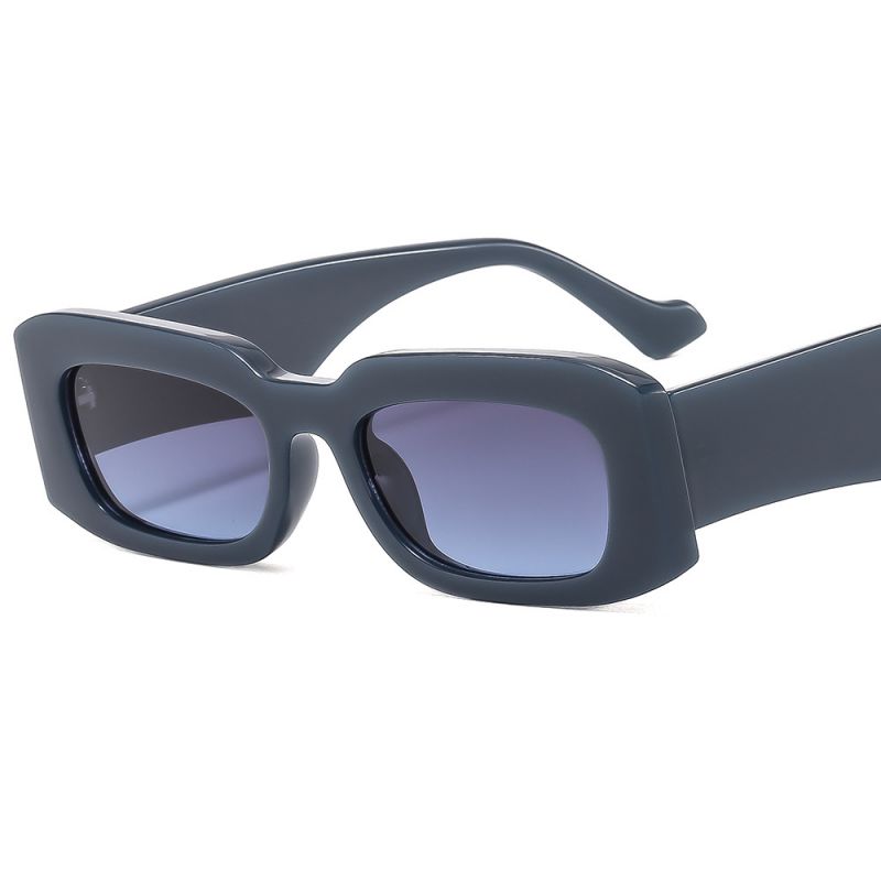 Fashion Blue Frame Gradually Grayish Blue Film Square Small Frame Sunglasses