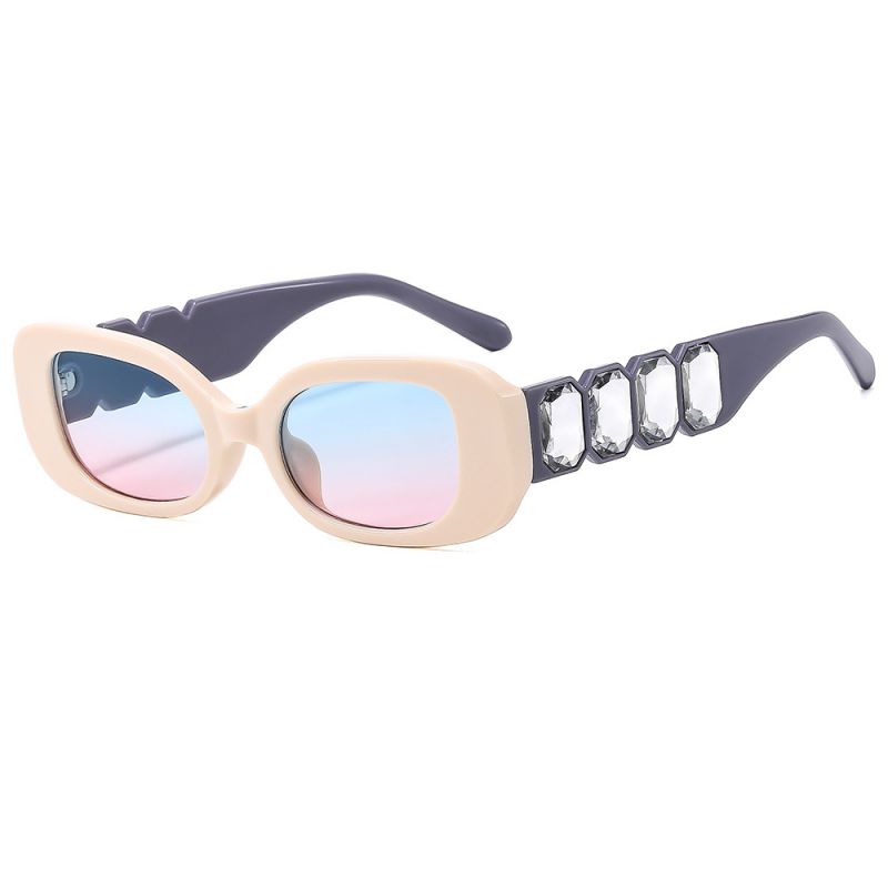 Fashion Beige Frame Gradually Blue Pink Film Pc Square Small Frame Sunglasses