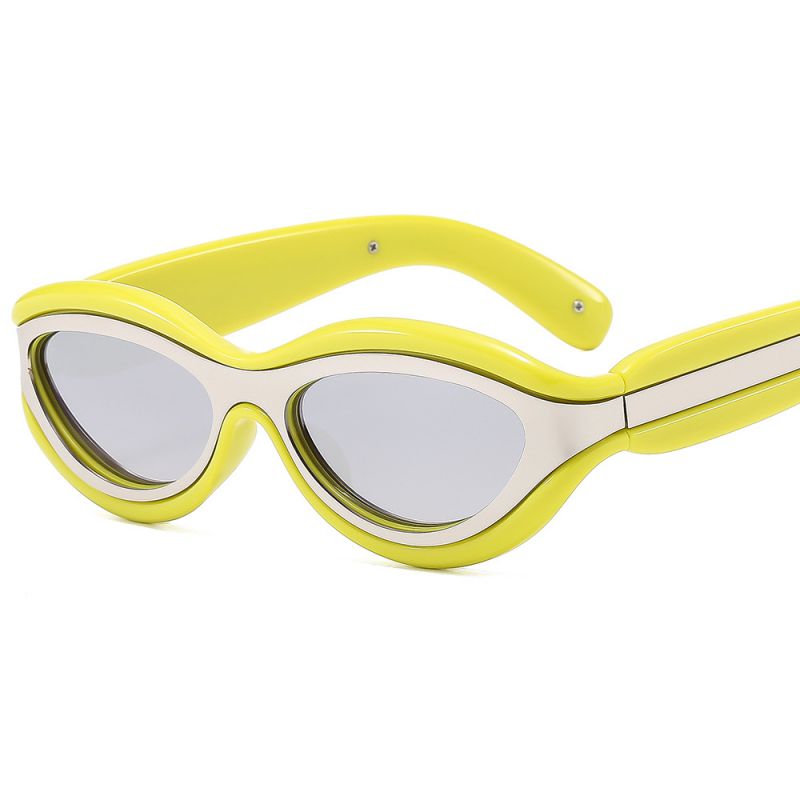 Fashion Yellow Frame White Mercury Pc Small Frame Sunglasses