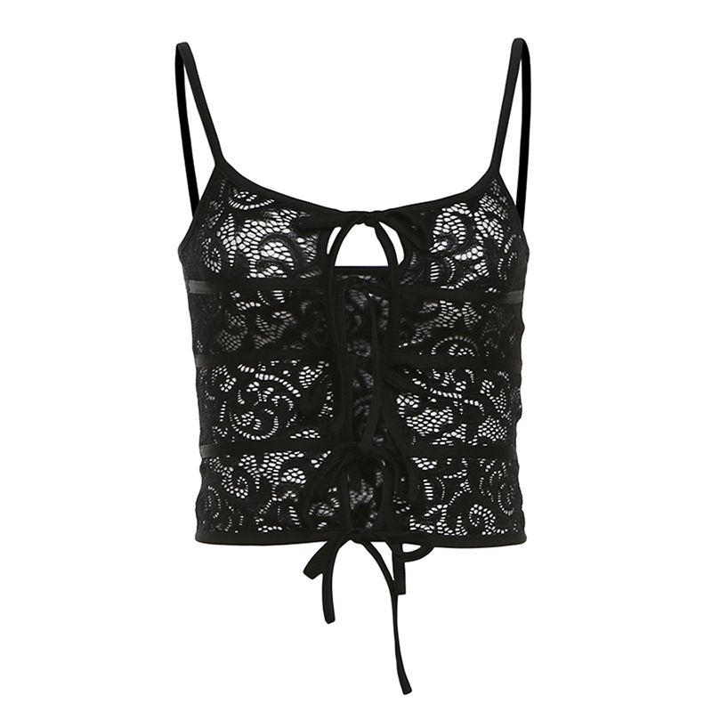 Fashion Black Polyester Lace Hollow Camisole