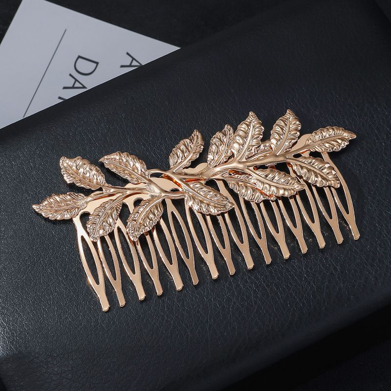Fashion Gold Alloy Leaf Hair Comb