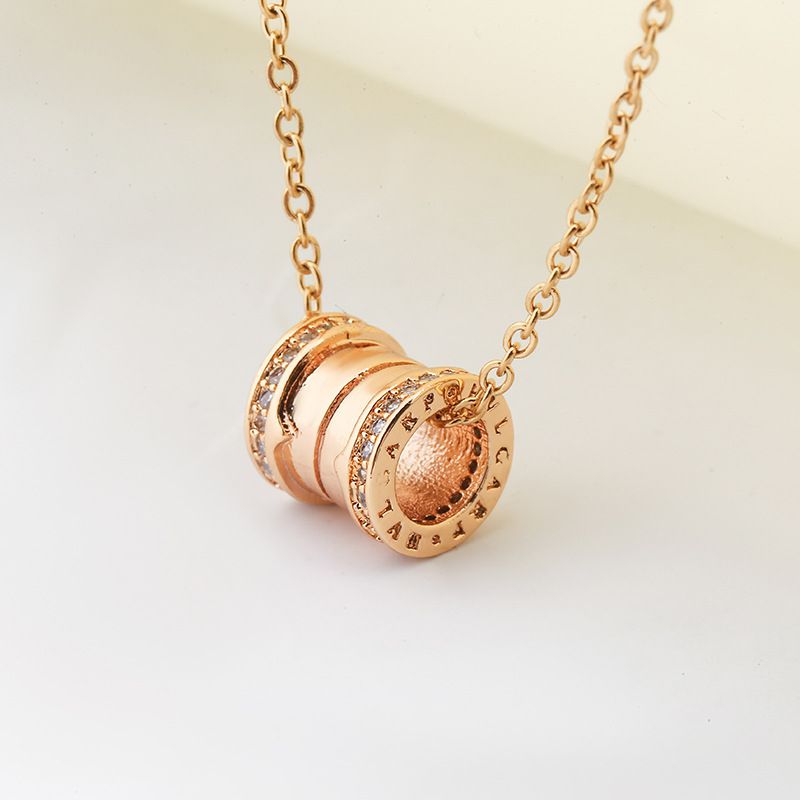 Fashion Rose Gold Titanium Steel Inlaid With Zirconium Small Waist Necklace