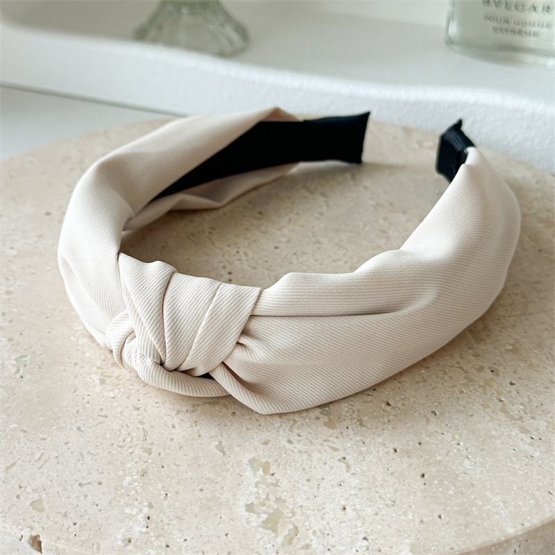 Fashion Creamy Yellow Fabric Knotted Wide-brimmed Headband