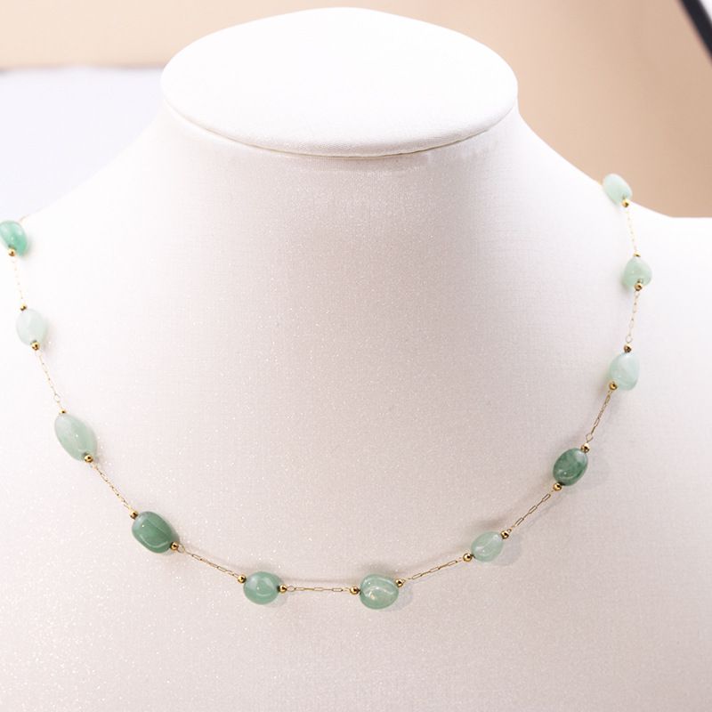 Fashion Green-necklace Copper Irregular Gravel Necklace