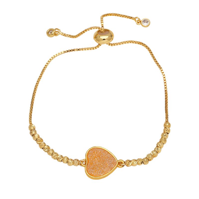 Fashion Orange Gold-plated Copper Beaded Diamond Love Bracelet
