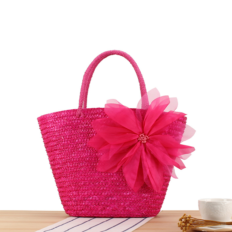 Fashion Piece Of Red Yarn Straw Handbag