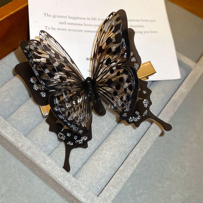 Fashion Duckbill Clip-black Alloy Diamond Butterfly Hair Clip