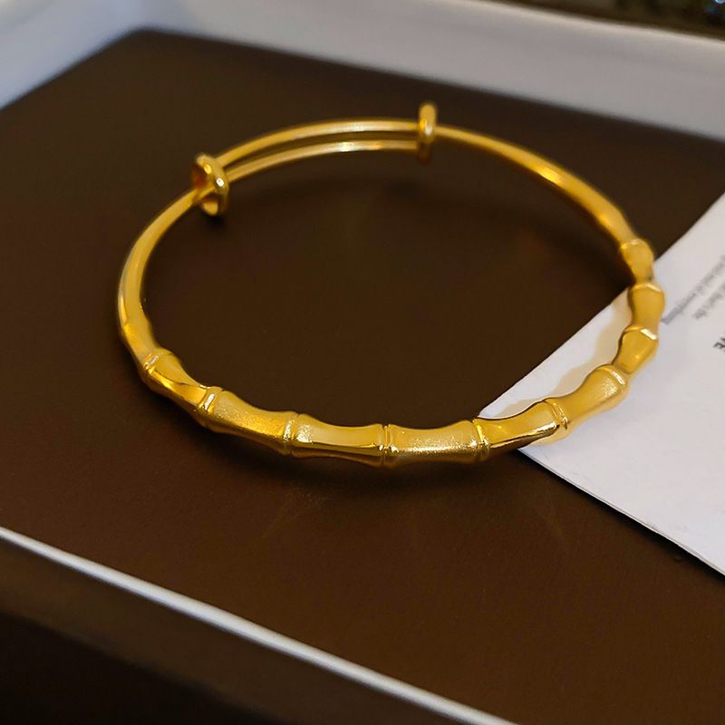 Fashion Bracelet - Gold Copper Geometric Bamboo Round Bracelet