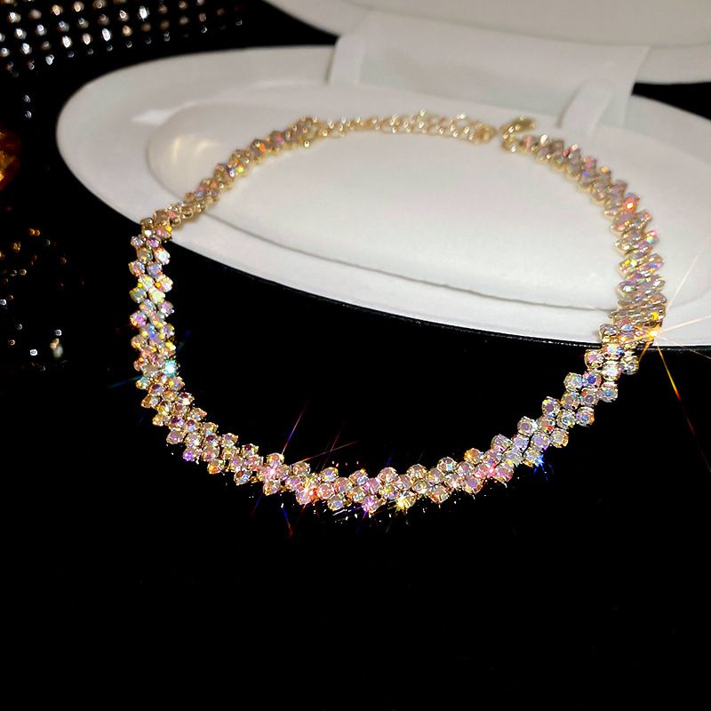 Fashion Necklace-ab Color Copper Diamond Geometric Necklace