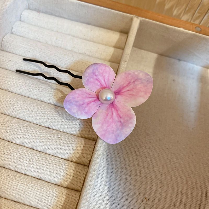 Fashion Hairpin-pink Alloy Flower Hairpin