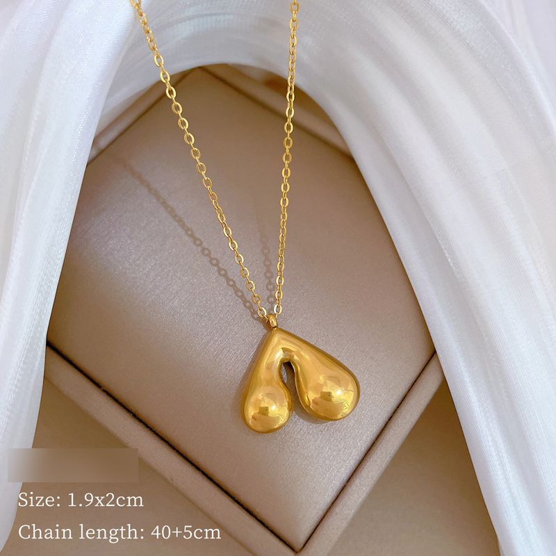 Fashion Gold Titanium Steel Geometric Love Necklace