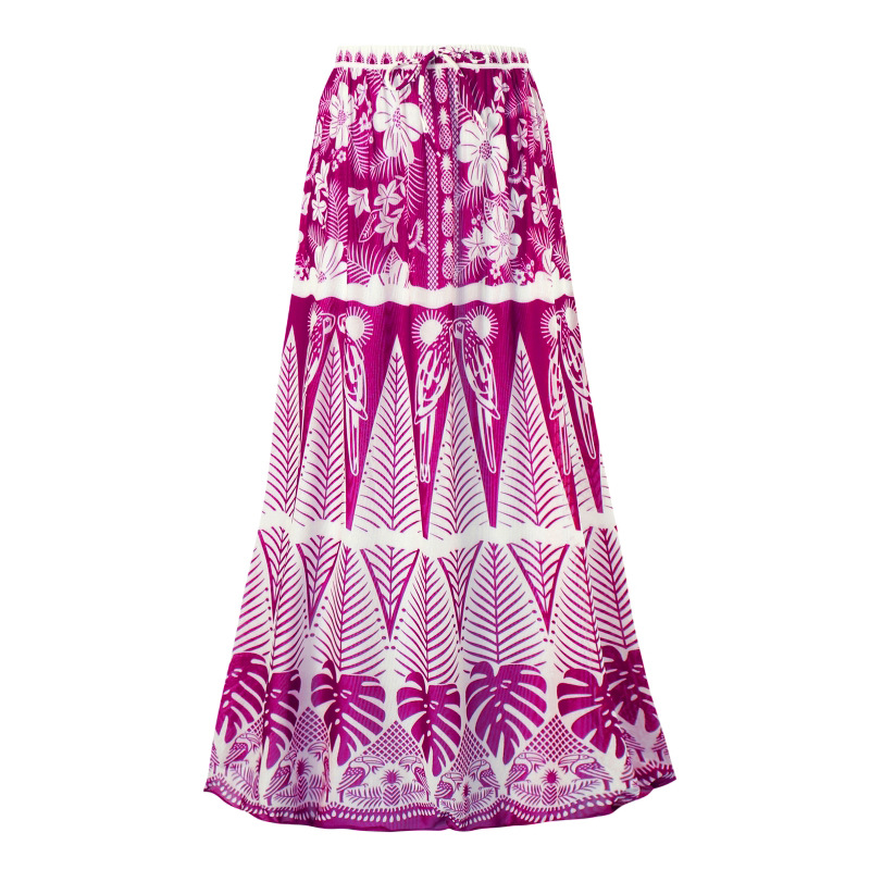 Fashion Purple Skirt Polyester Printed Beach Skirt