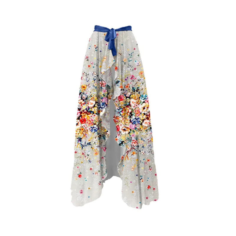 Fashion 1 Blue Skirt Polyester Printed Beach Skirt