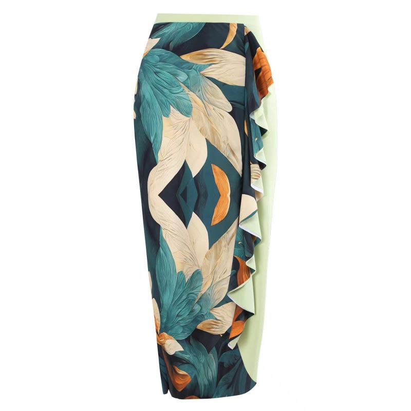 Fashion Flowers Polyester Printed Knotted Beach Skirt