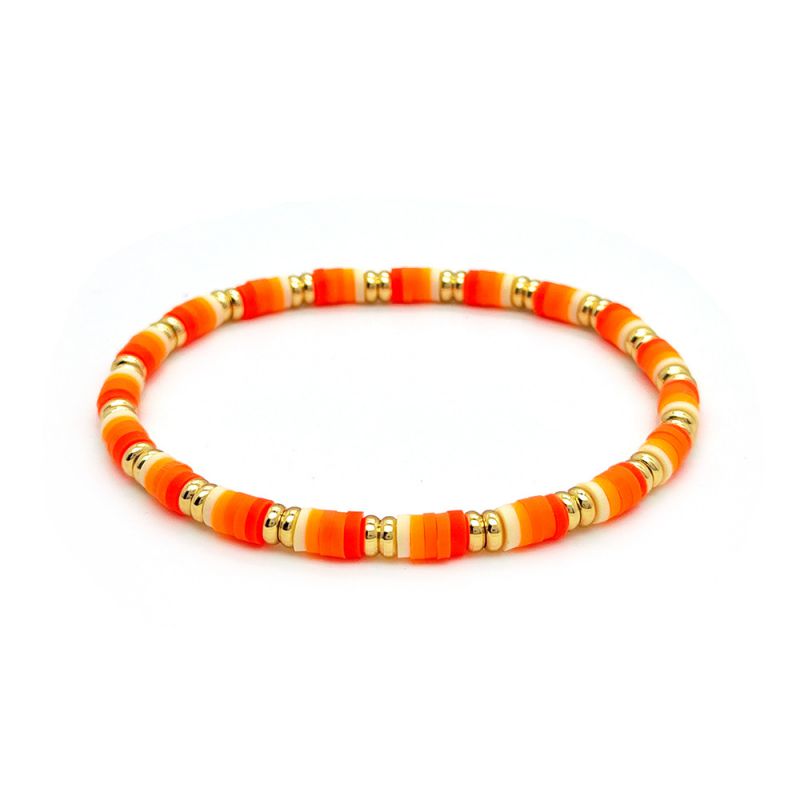 Fashion Orange Gradient Contrast Color Polymer Beaded Bracelet
