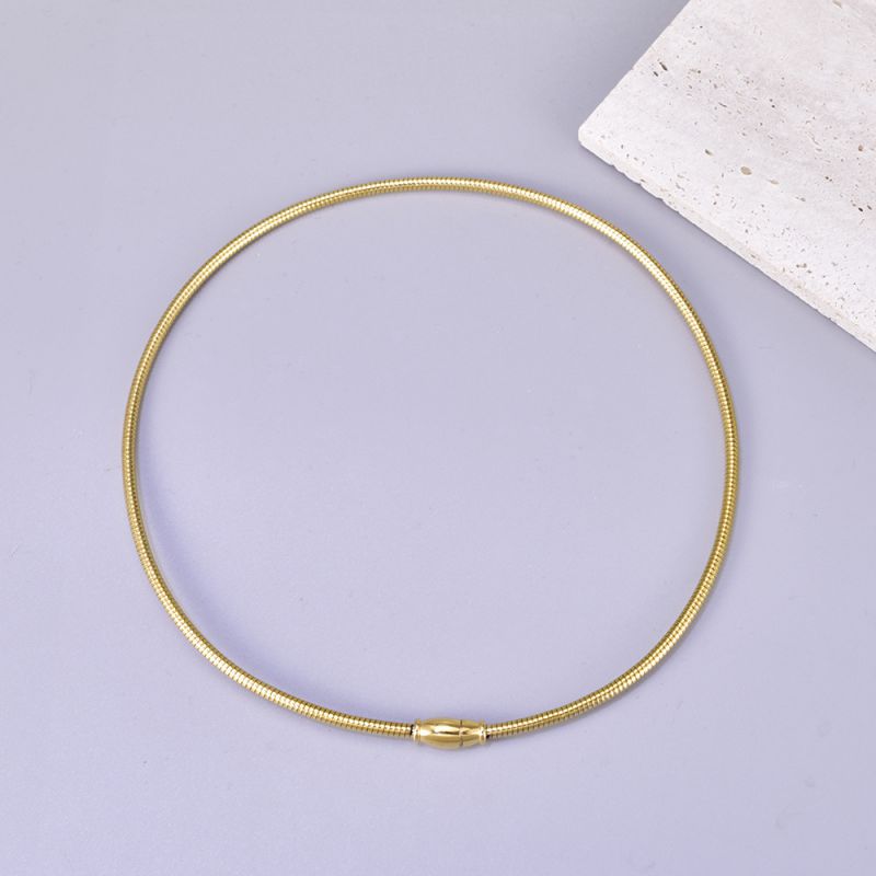 Fashion Gold Titanium Steel Round Tube Necklace