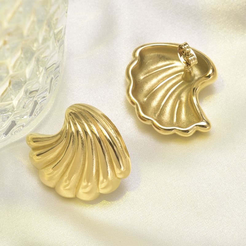 Fashion Gold Titanium Steel Spray Earrings