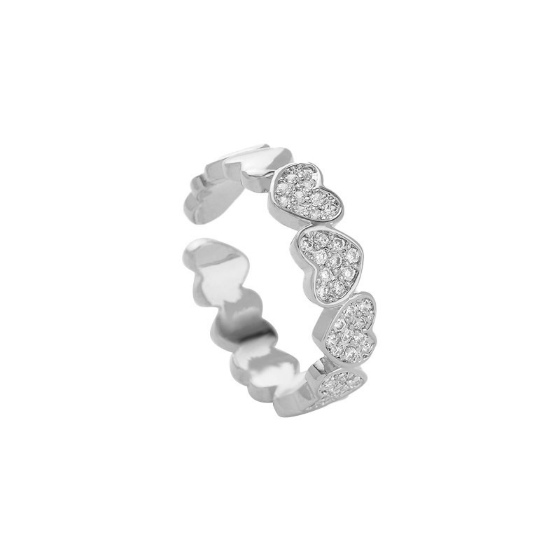 Fashion Silver-zirconia Love Open Ring (thick Real Gold To Preserve Color) Zirconia Love Open Ring