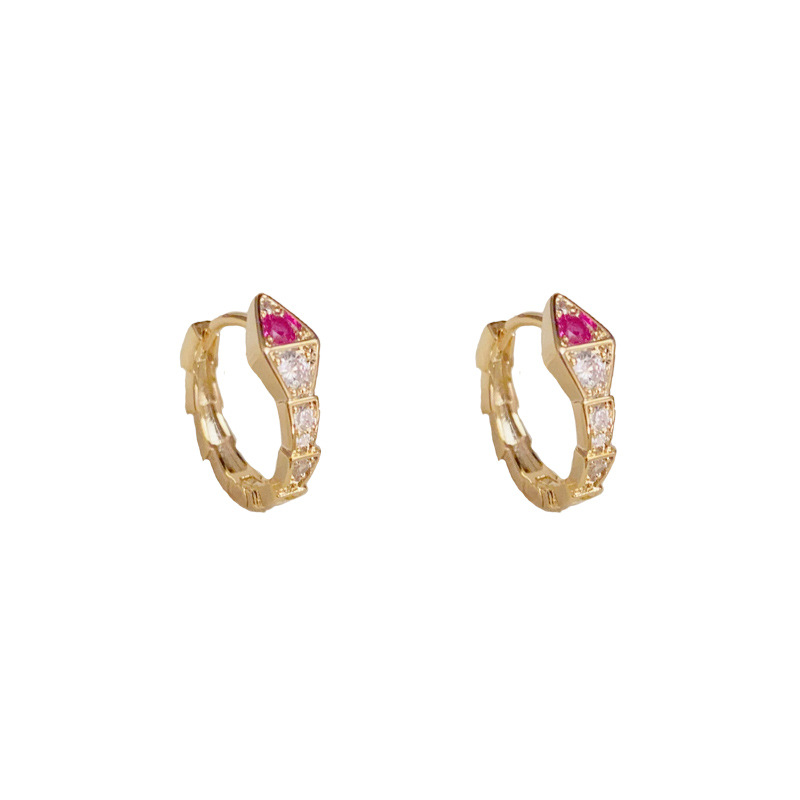 Fashion Zircon Snake-shaped Small Earrings (thick Real Gold Plating) Zirconia Snake Earrings