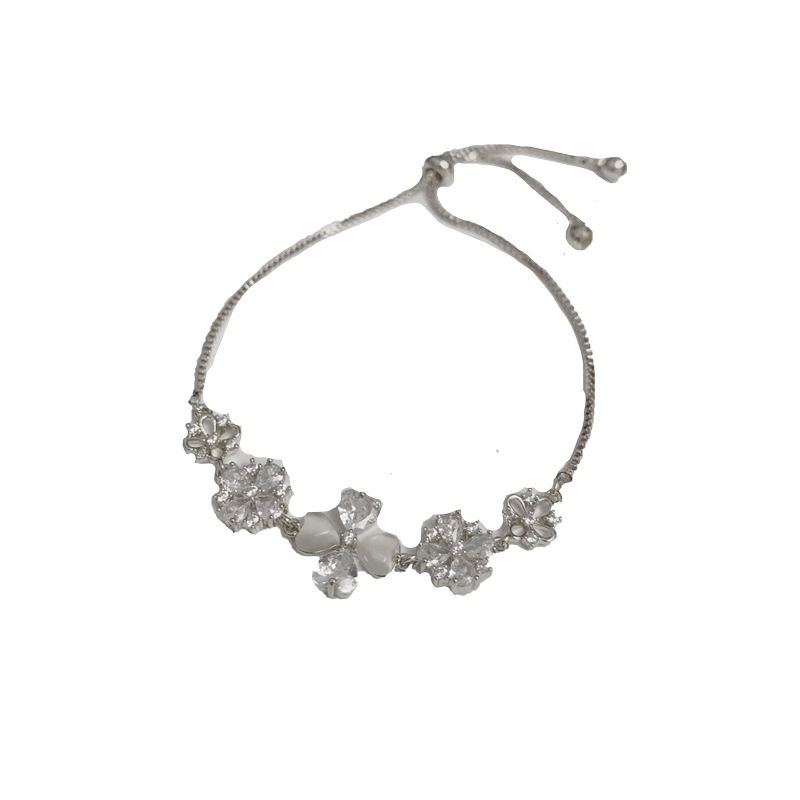 Fashion Silver-diamond Opal Petal Flower Bracelet (thick Real Gold Plating) Diamond Opal Flower Bracelet