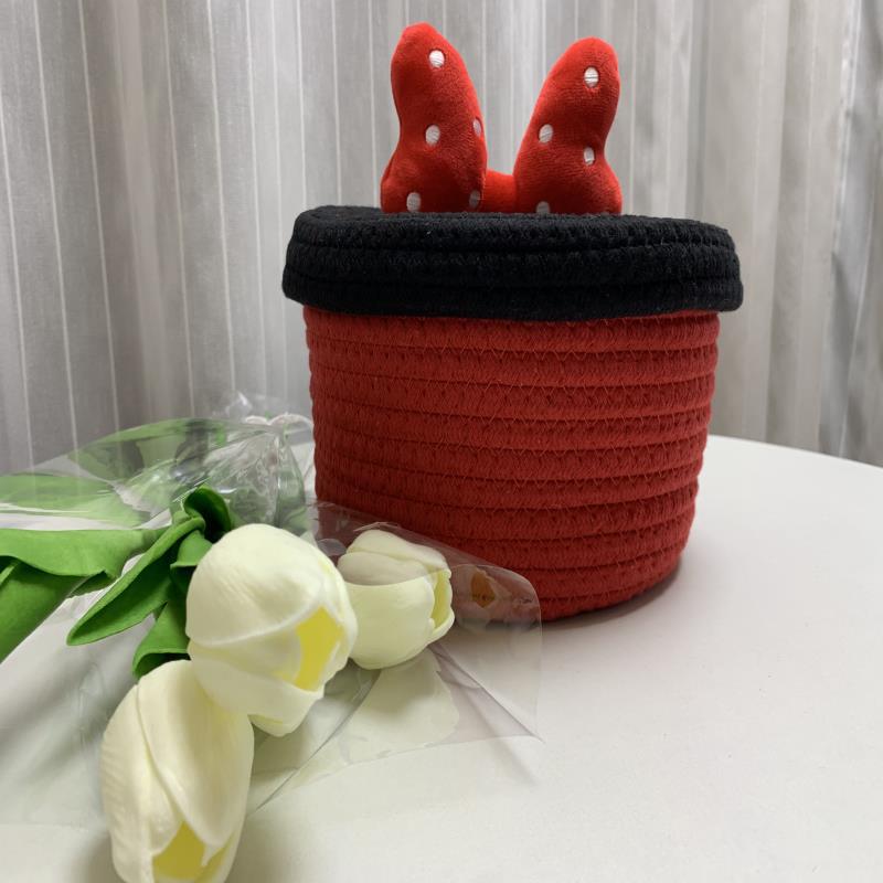 Fashion Princess On The Run Red (red Will Be Shipped In A Few Days) Bow Cotton Woven Storage Box